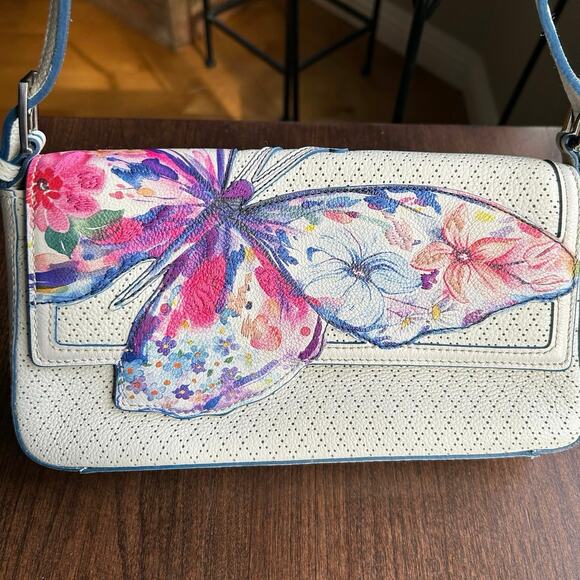 NWT Brighton white butterfly brenner baguette purse bag - Picture 1 of 14